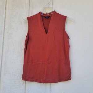 Womens Brooks Brothers orange v neck sleeveless blouse sz small